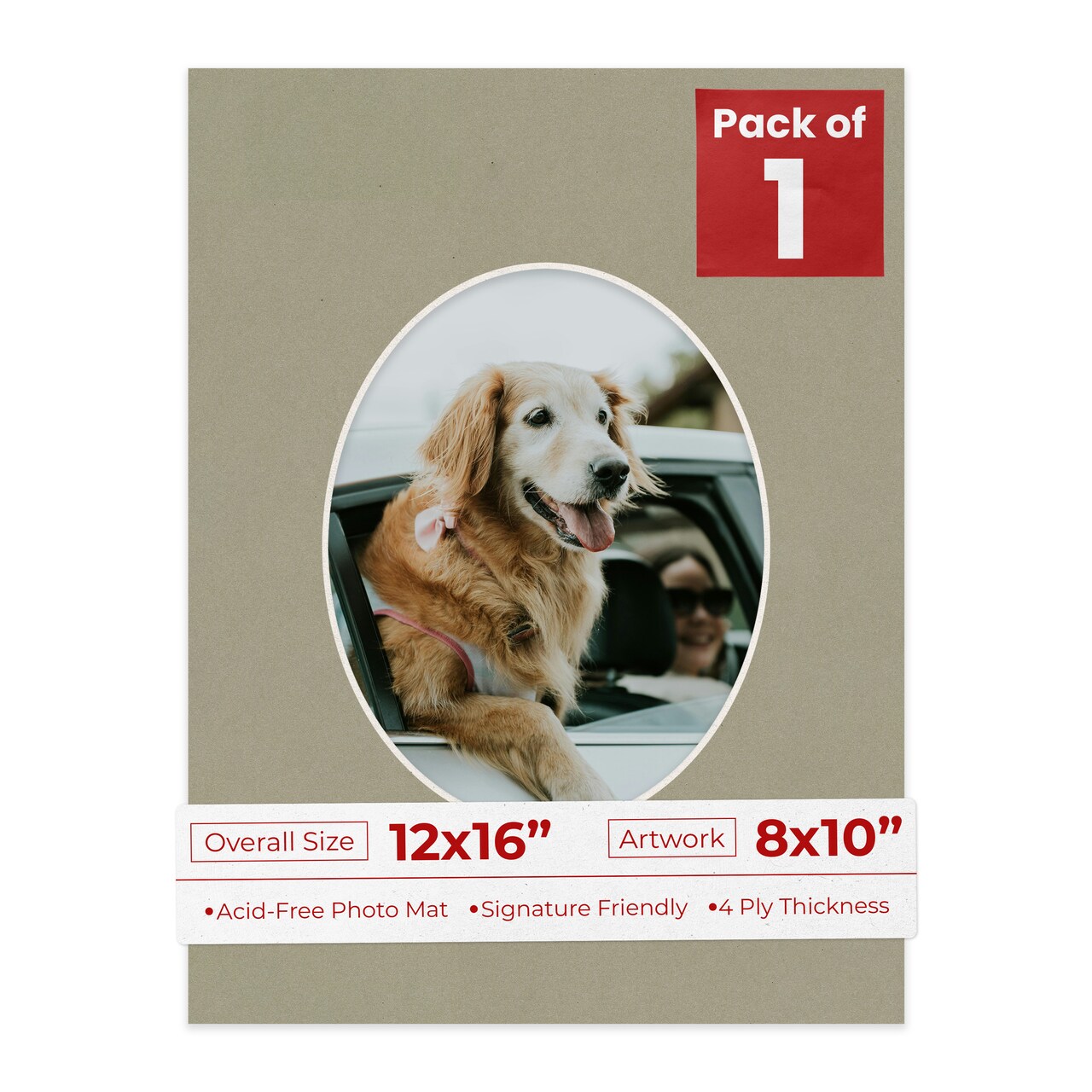 Umber Green Mat Board for 12x16 Frames - Oval Opening for 8x10 Photos
